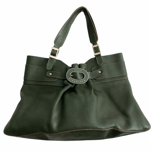 Anya Hindmarch Olive Green Leather Handbag - Picture 1 of 13